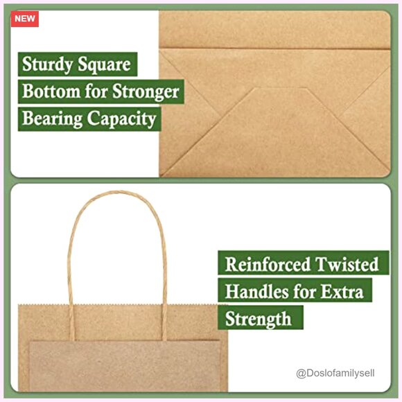 45-Pack Kraft Paper Gift Bags with Handles, 3 Sizes, Bulk Party Favor Bags - Picture 4 of 7